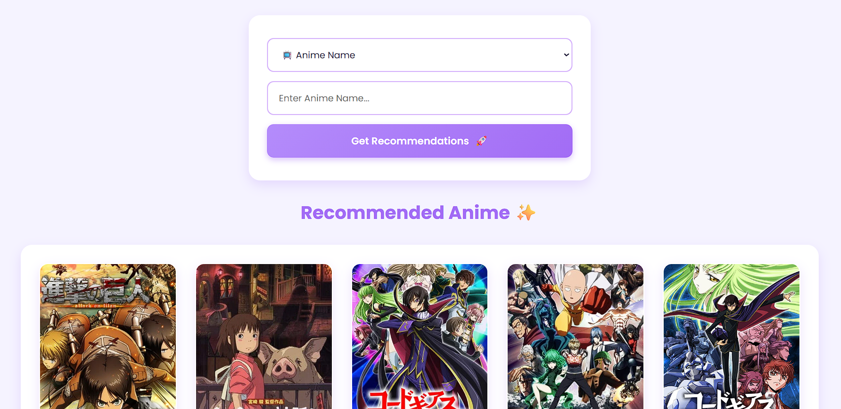 Recommender System for Anime